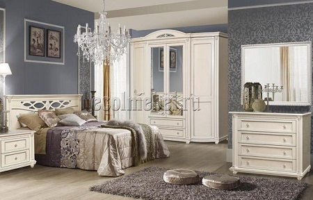 Белый цвет мебели в спальне